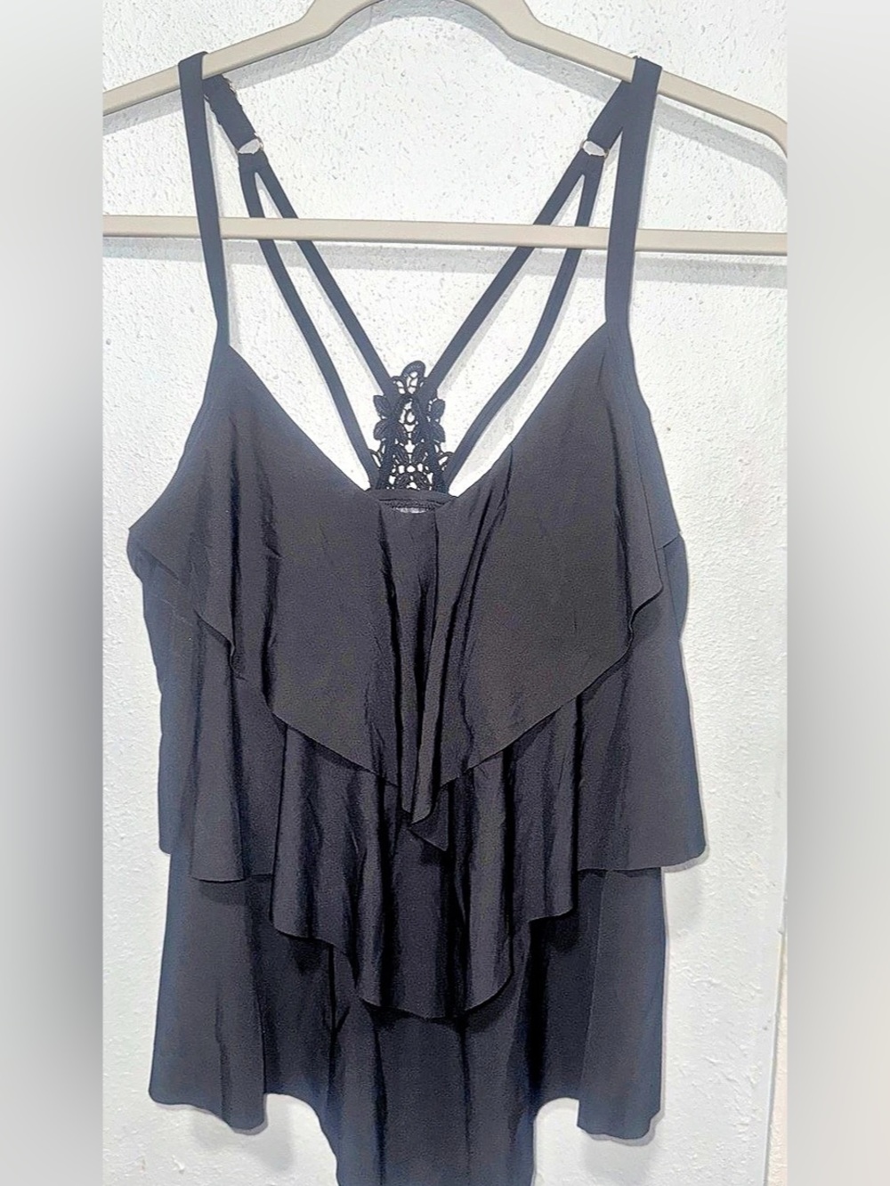 Soprano Black Lace Detail Layered Camisole Size Small Like New